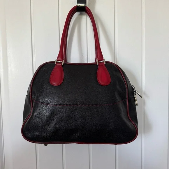 Furla Elegant Black and Red Leather Handbag